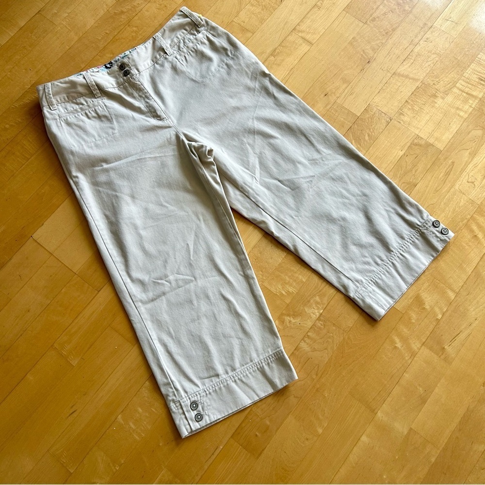 Van Heusen Wide Leg, Straight Leg, High Rise Crop Chinos, Light Khaki, Size 10